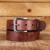 Brown Oil Tanned Belt with Scallops 1.5"