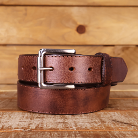 Brown Oil Tanned Belt with Scallops 1.5"