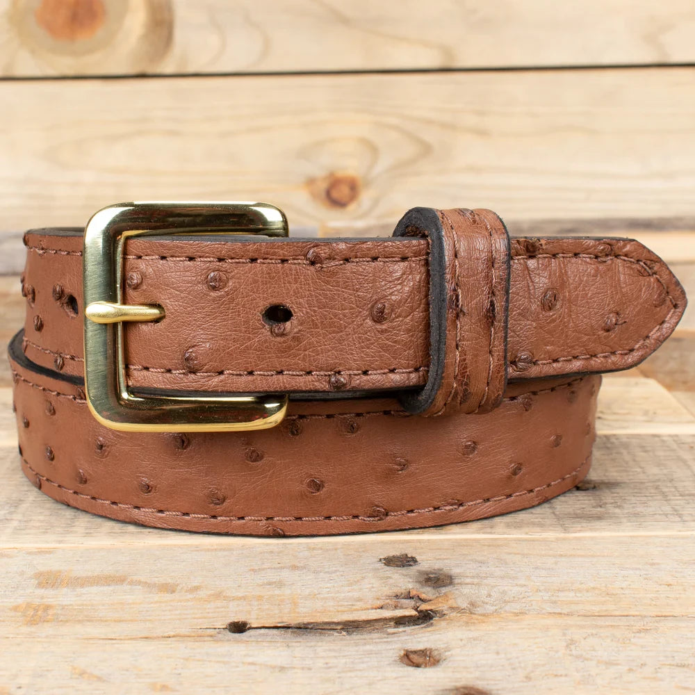 Brown Ostrich Dress Belt - Stylish Brown Ostrich Dress Belt
