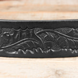 Black Oak Leaf Embossed Belt