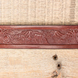 Wildlife Pattern Brown leather Belt