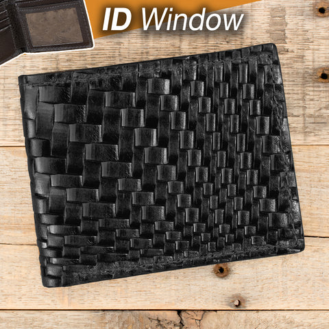 Basket Weave Black ID Wallet