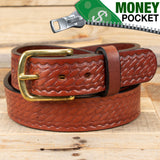 Basket Weave Brown Money Belt