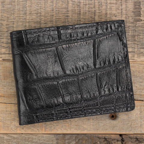 Black Alligator Leather Bifold Wallet