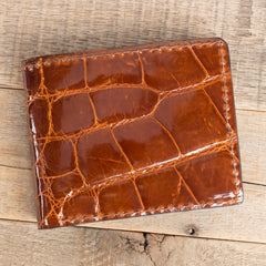 Alligator Cognac Bifold-Yoder Leather Company