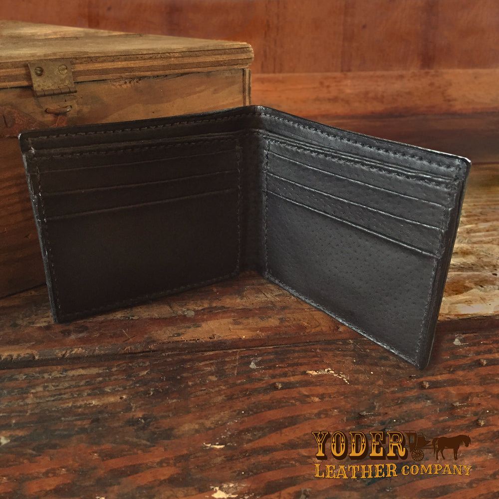 B2910LT - Cuadra Black Classic Lizard Leather Bi Fold Wallet for Men