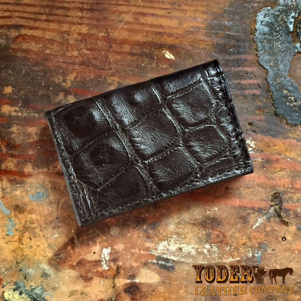 Genuine Alligator Black Card Case Credit Card Holder Leather Handmade in USA - Optional Personalized Monogram