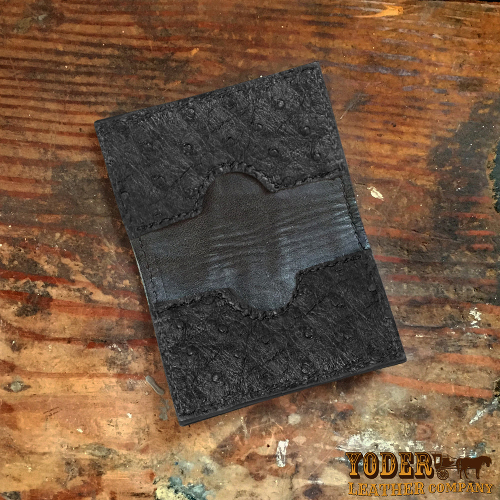 Black Ostrich Skin Leather Portfolio - Padfolio – Yoder Leather Company