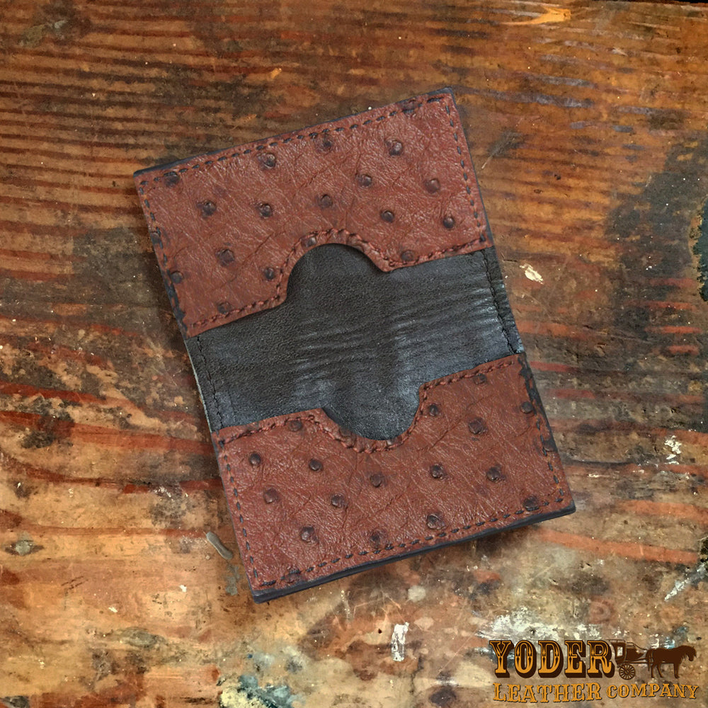 Brown Ostrich Skin Business Card Holder Wallet – Yoder Leather Company