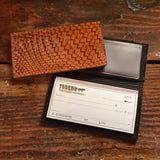 Basket Weave Brown Checkbook