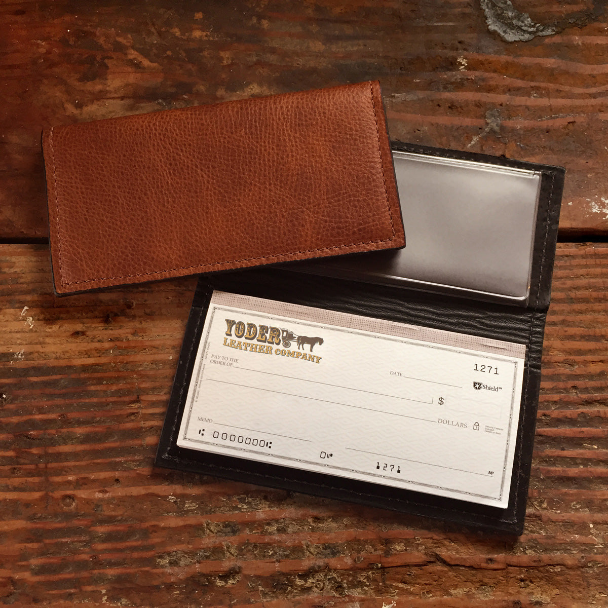 Brown Cowhide Checkbook Cover