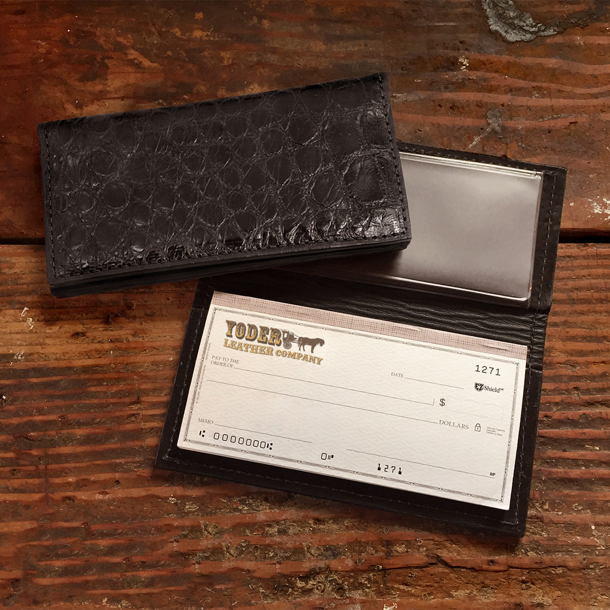 Black Alligator Checkbook Handmade