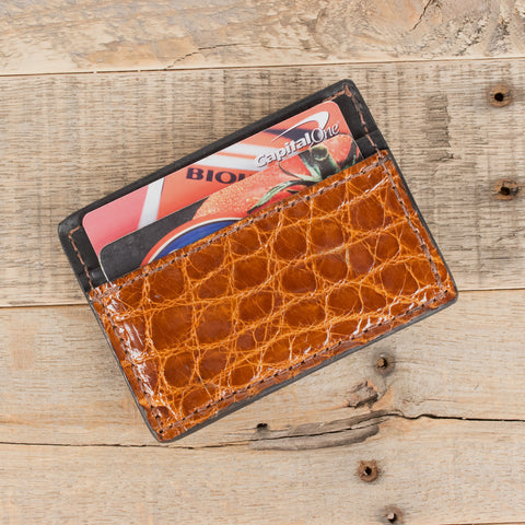 Alligator Cognac Clip Wallet - SALE ITEM --Yoder Leather Company