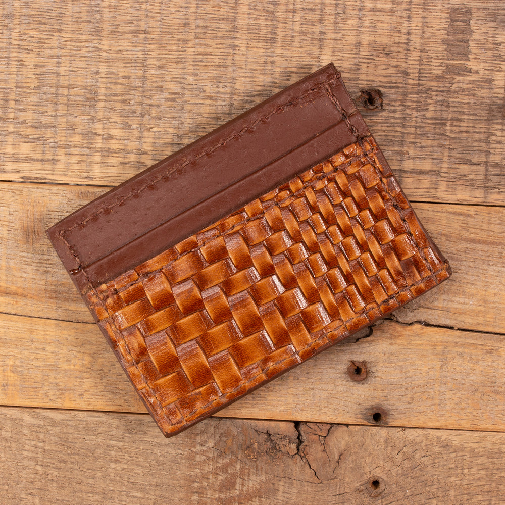 Brown Basketweave Magnetic Money Cash Clip Wallet – Yoder Leather Company