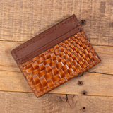 Basket Weave Brown Clip Wallet