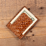 Basket Weave Brown Clip Wallet