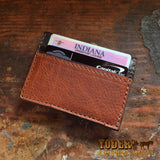 Brown leather money clip wallet