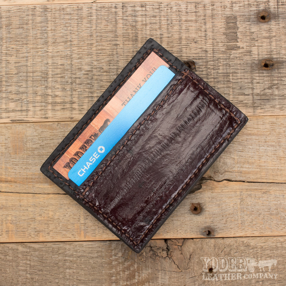 Brown Eel Skin Magnetic Money Cash Clip Wallet – Yoder Leather Company