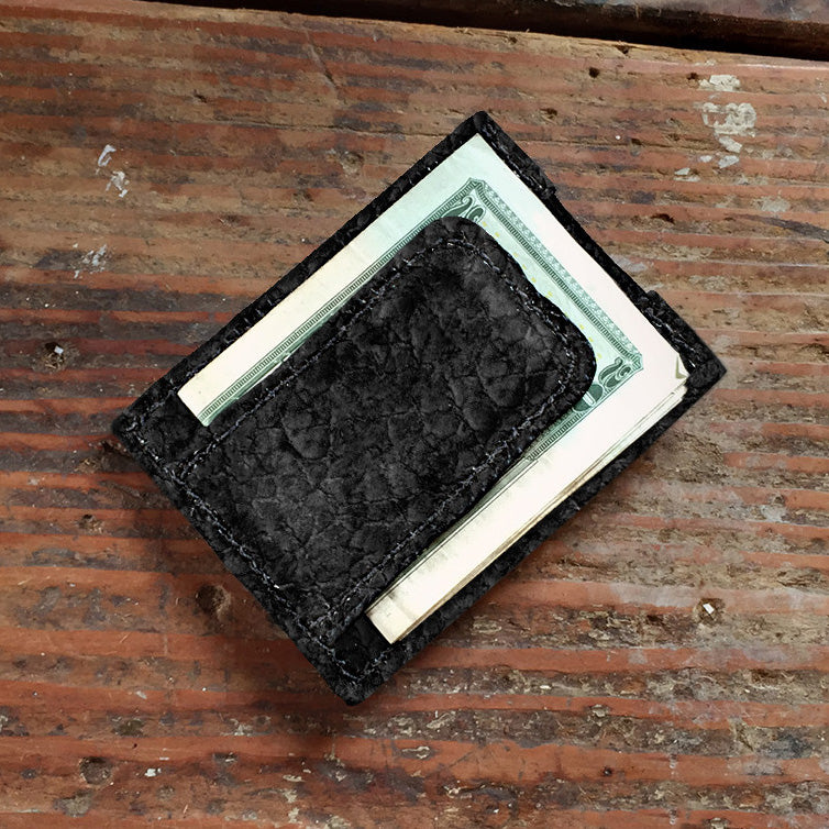 Black Hippo Leather Magnetic Money Clip