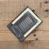 Grey Leather Money Clip Wallet