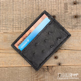 Ostrich Black Clip Wallet