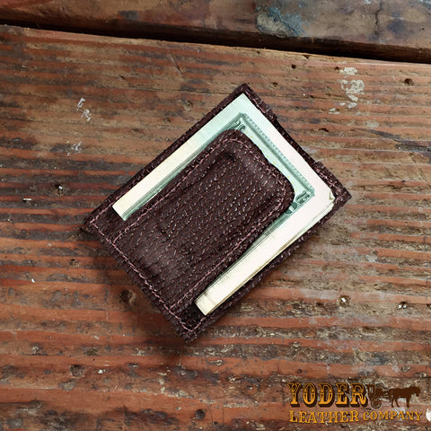 Dark Brown Sharkskin Clip Wallet