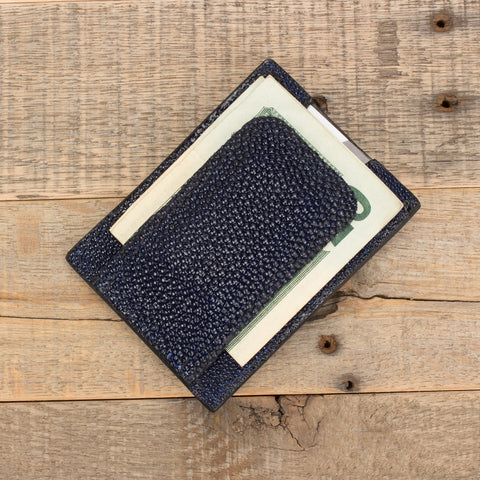 Navy Blue Stingray Leather Money Clip