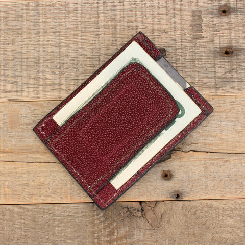 Burgundy Stingray Leather Money Clip Wallet