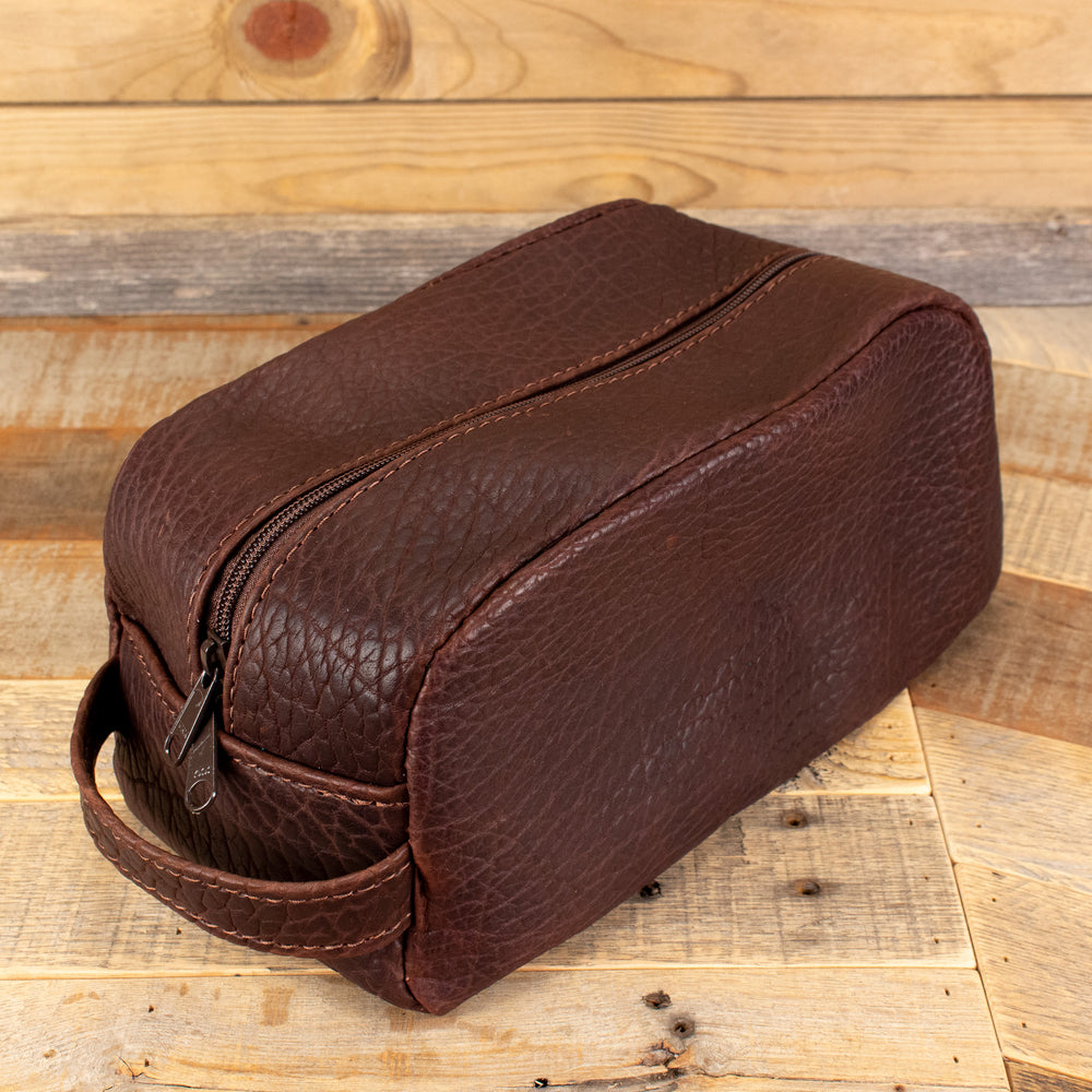 Dark Brown Bison Cosmetic Bag
