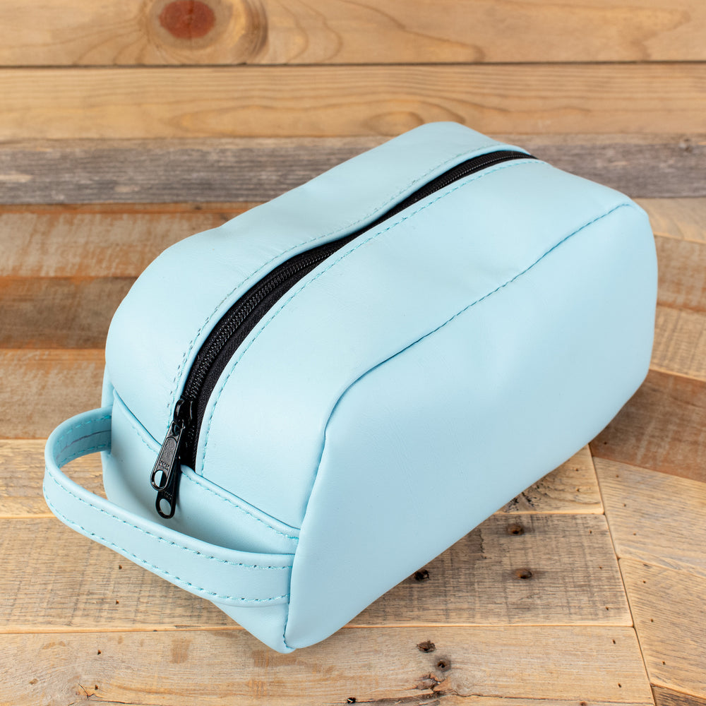 Cowhide Baby Blue Cosmetic Bag
