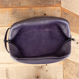 Purple leather makeup bag