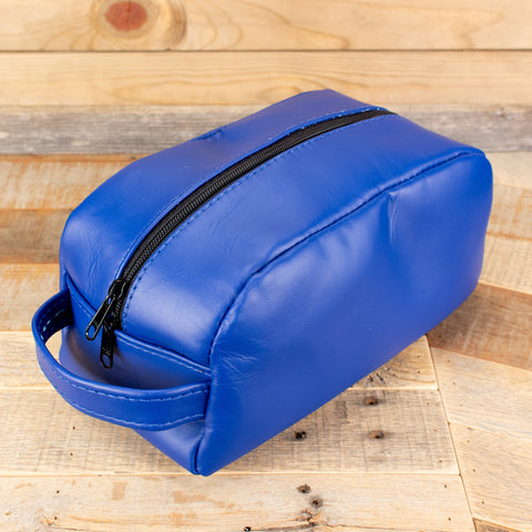 Royal Blue Leather Cosmetic Bag