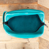 Turquoise Leather Hygiene Bag