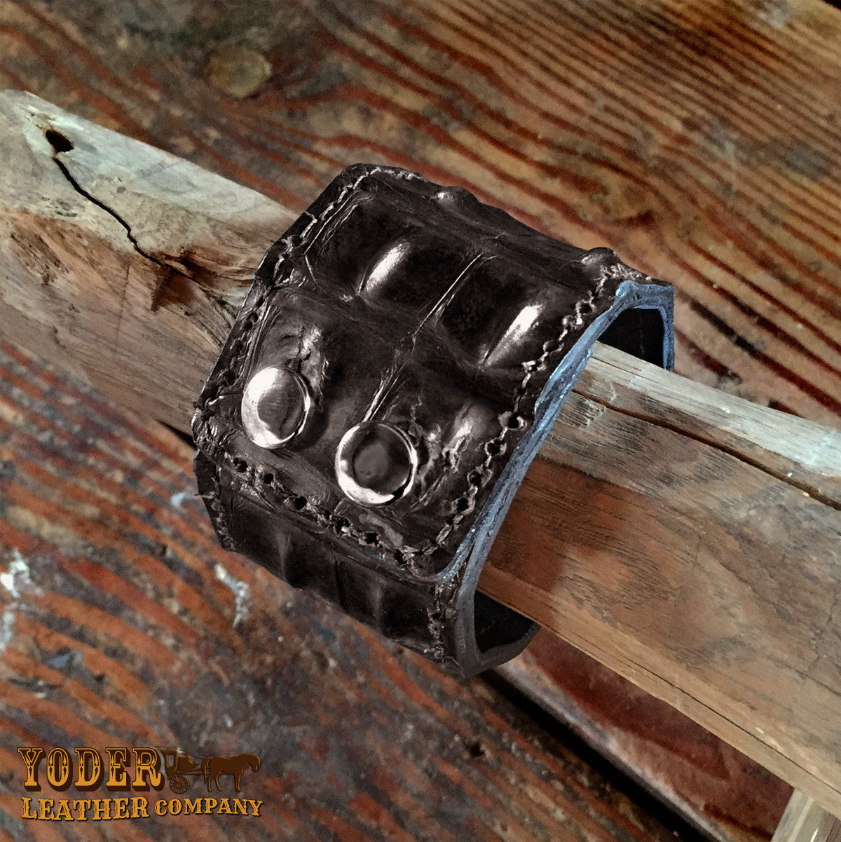 Crocodile Black Cuff-Yoder Leather Company