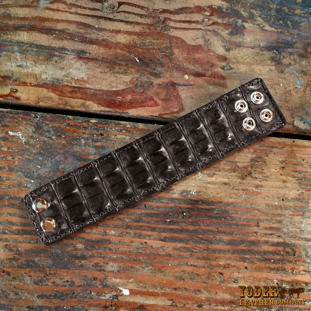 Crocodile Black Cuff-Yoder Leather Company