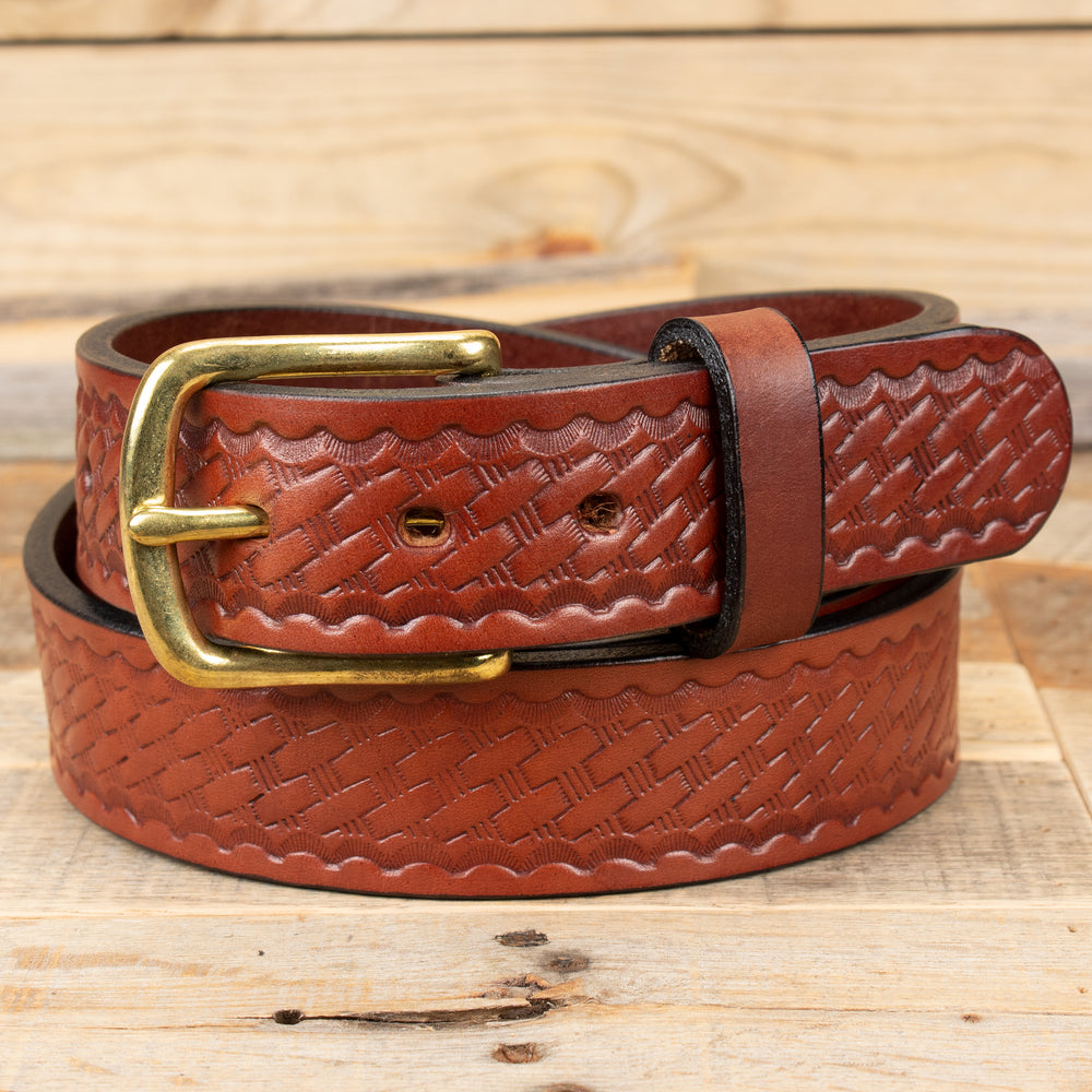 Brown Basket Weave English Bridle Leather Belt – Yoder Leather Company