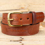 Boxe pattern embossed bridle belt