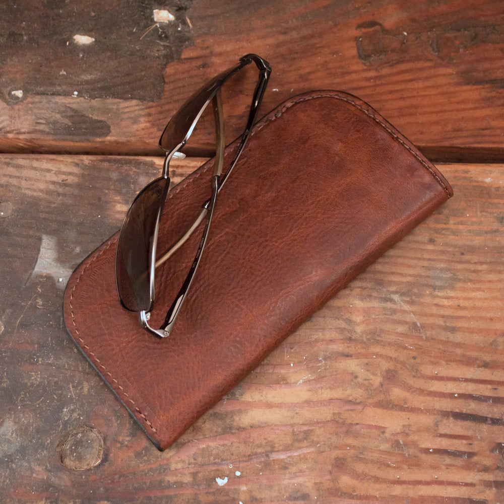 Brown Cowhide Leather Glasses Case