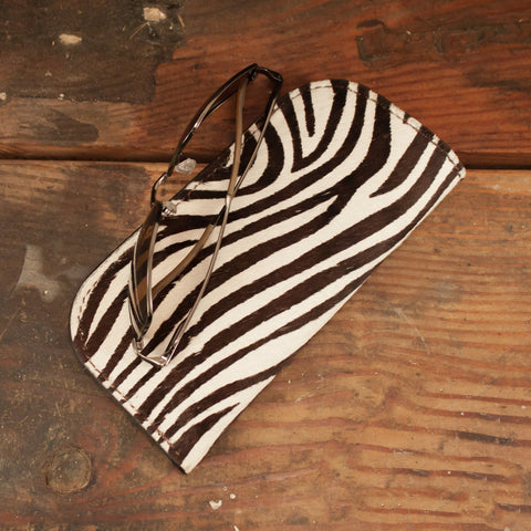 Furry Zebra Leather Glasses Case