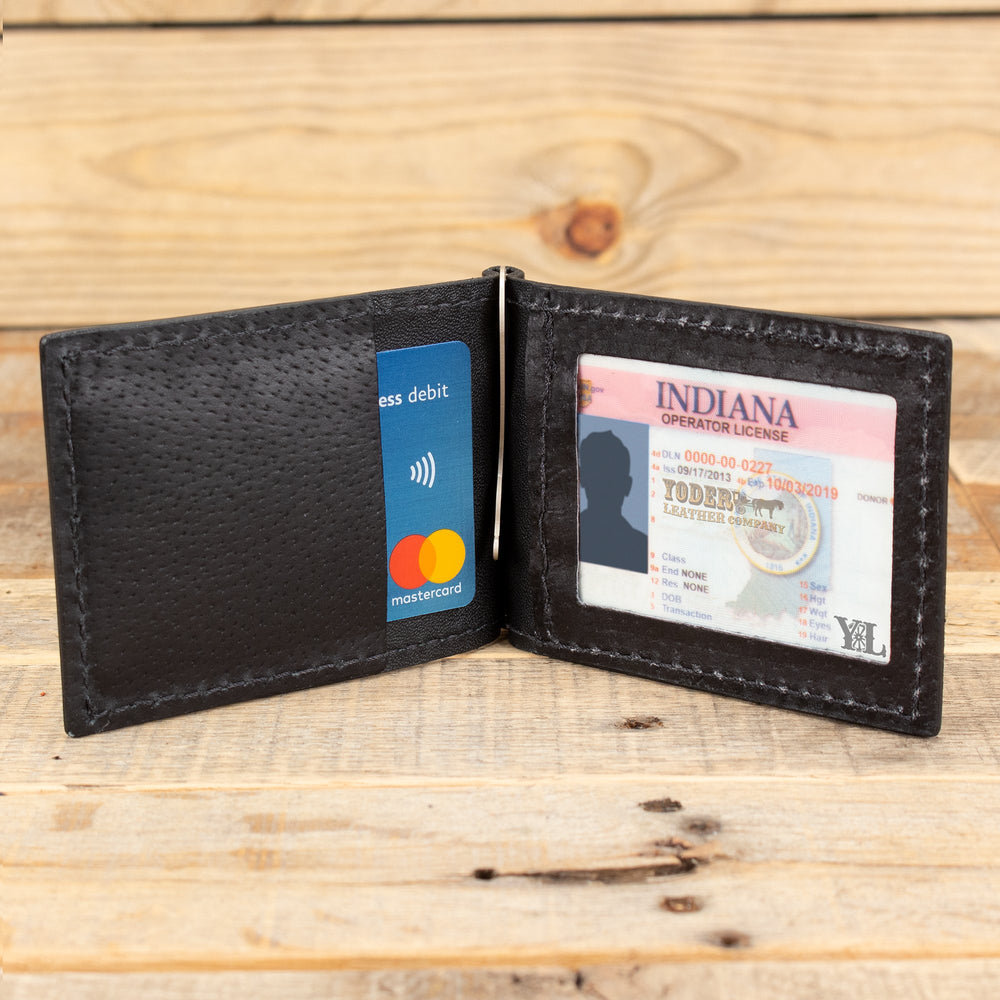 Black American Bison Money Clip Wallet with Credit Card Slots 