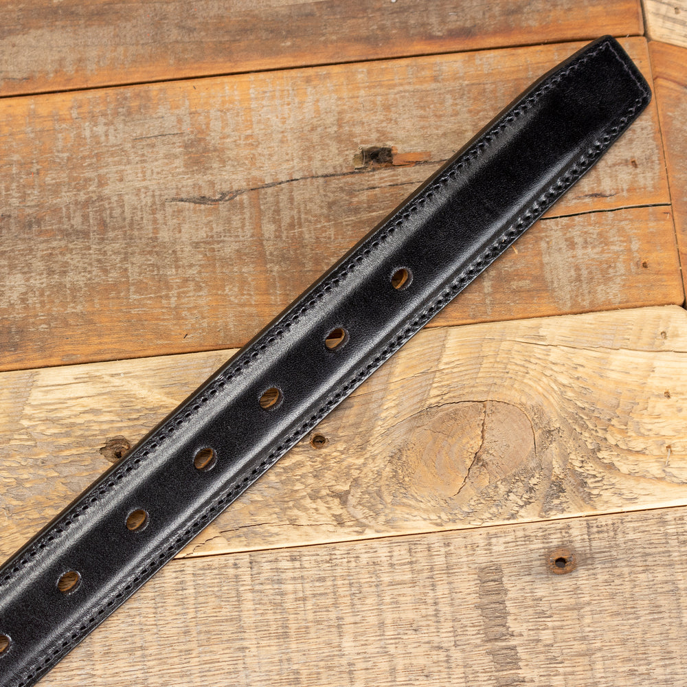 Black Italian Raised Center Leather Dress Belt Black / 1 1/4 Black Italian Raised Center Leather Dress Belt Black / 1 1/4