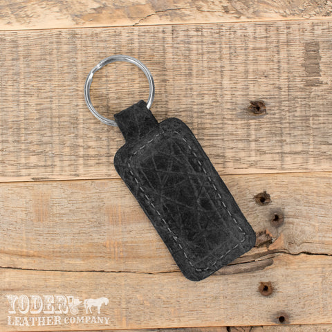 Black Hippo Leather Key Fob