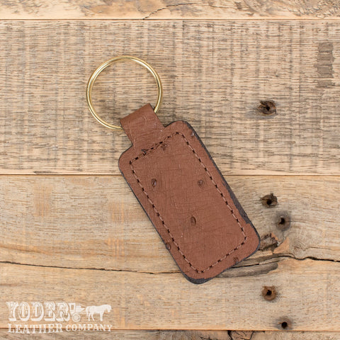 Brown Ostrich Leather Key Fob