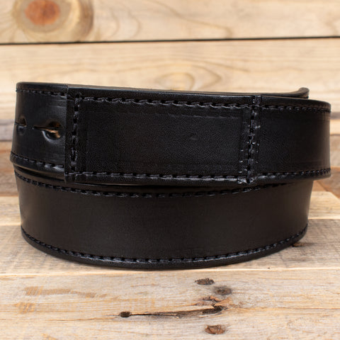 Black Leather No Buckle Belt