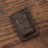 Brown Alligator Skin Leather Money Clip