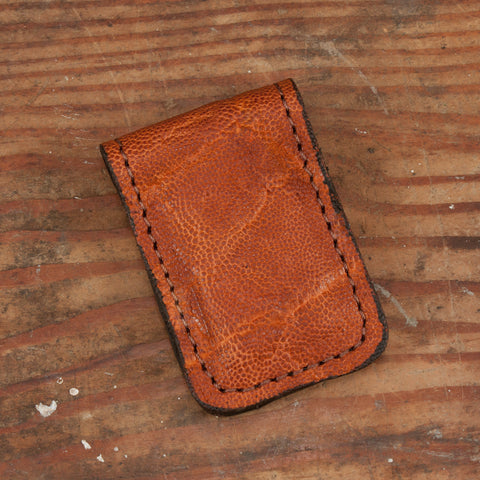 Caramel Brown Elephant Leather Cash Clip