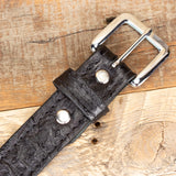 Black Ostrich Skin Leather Belt