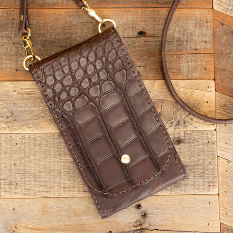 Brown Alligator Phone Wallet Purse