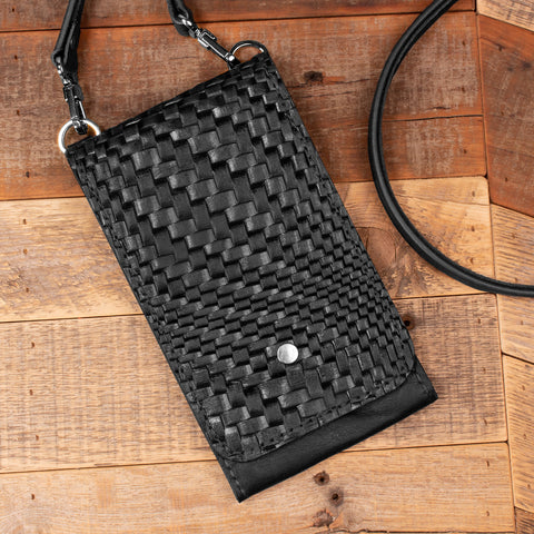 Basket Weave Black Phone Purse