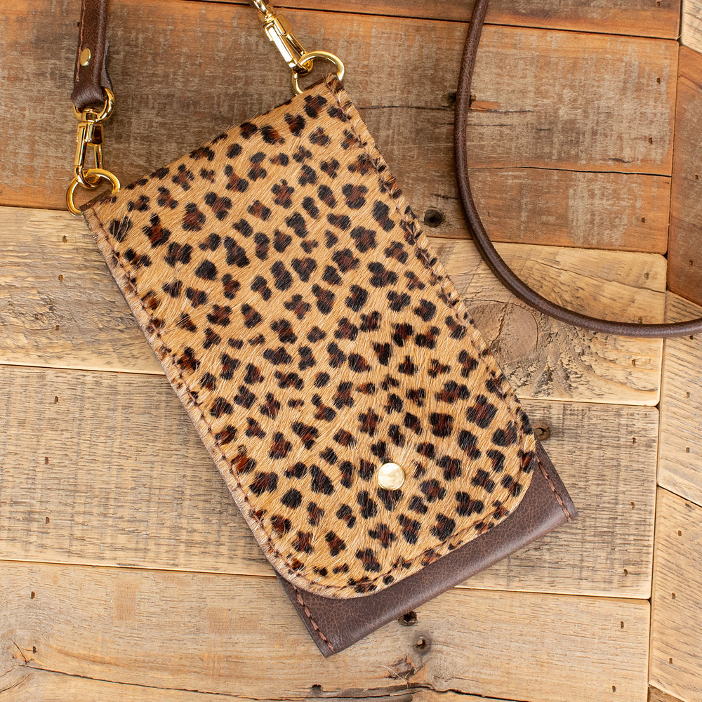 Leopard Print Cowhide Leather Crossbody Shoulder Bag